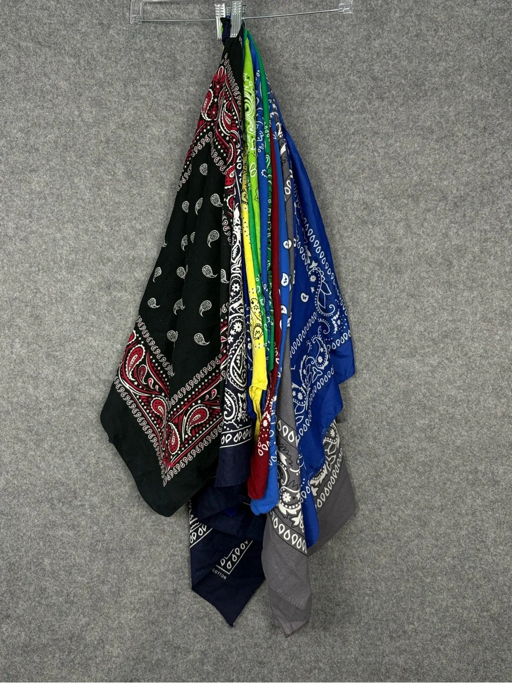 13 Pc Paisley Bandana Lot Multicolor Cotton 20” 27”